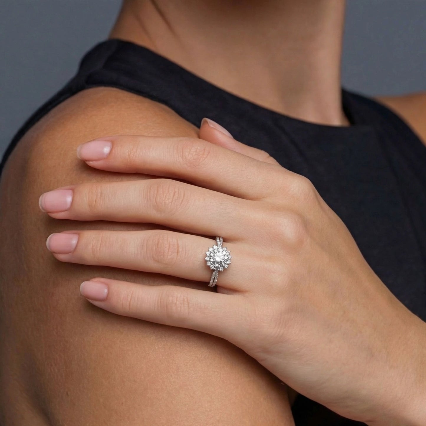 Stellar Halo Moissanite Ring