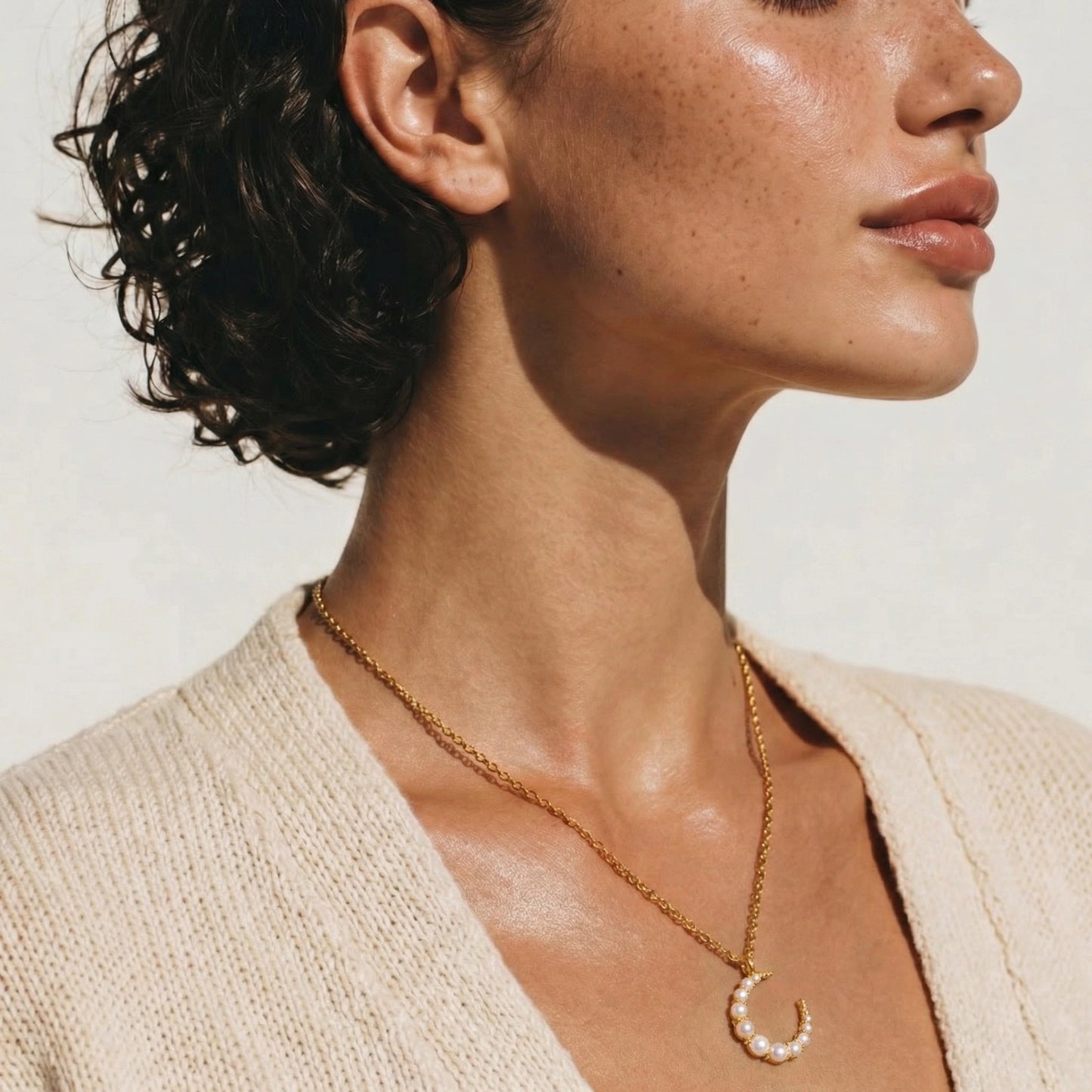 Luna Pearl Crescent Necklace